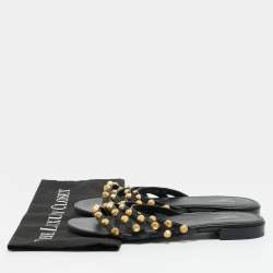 مملوكة مسبقًا Balenciaga Arena Size 39 Black Leather Studded Flat Slide