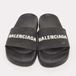 مملوكة مسبقًا Balenciaga Size 39 Black Rubber Pool Slides 