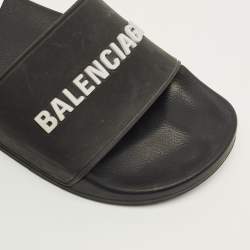 مملوكة مسبقًا Balenciaga Size 39 Black Rubber Pool Slides 