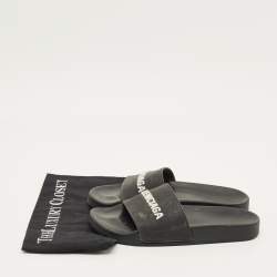 مملوكة مسبقًا Balenciaga Size 39 Black Rubber Pool Slides 