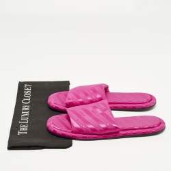 Pre Owned Balenciaga Hotel Size 39 Pink Fabric Flat Slides