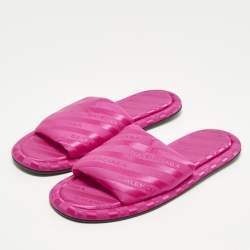 Pre Owned Balenciaga Hotel Size 39 Pink Fabric Flat Slides