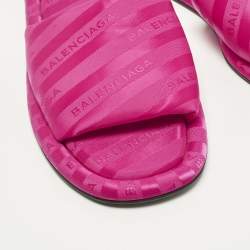 Pre Owned Balenciaga Hotel Size 39 Pink Fabric Flat Slides