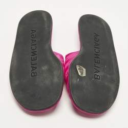 Pre Owned Balenciaga Hotel Size 39 Pink Fabric Flat Slides