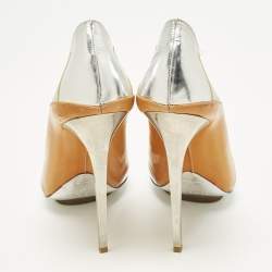 Pre Owned Balenciaga Size 41Tricolor Faux Leather and Patent Leather Pointed Toe Platform Pumps