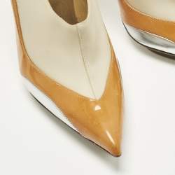 Pre Owned Balenciaga Size 41Tricolor Faux Leather and Patent Leather Pointed Toe Platform Pumps