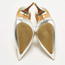 Pre Owned Balenciaga Size 41Tricolor Faux Leather and Patent Leather Pointed Toe Platform Pumps