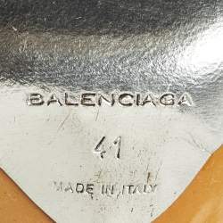 Pre Owned Balenciaga Size 41Tricolor Faux Leather and Patent Leather Pointed Toe Platform Pumps