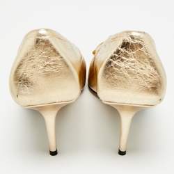 مملوكة مسبقًا Balenciaga Square Knife Size 36 Gold Leather Pumps