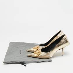 مملوكة مسبقًا Balenciaga Square Knife Size 36 Gold Leather Pumps