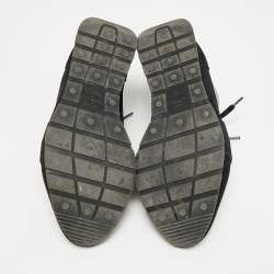 مملوكة مسبقًا حذاء رياضي بالنسياغا شبكة وجلد أسود/أزرق رايس رانر منخفض علوي مقاس 36