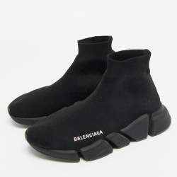 مملوكة مسبقًا حذاء رياضي بالنسياغا سبيد ترينر قماش تريكو غليتر فضي / أسود مقاس 37