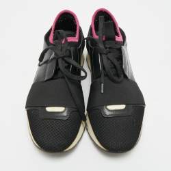 مملوكة مسبقًا حذاء رياضي بالنسياغا شبك ة وجلد أسود/أزرق رايس رانر منخفض علوي مقاس 36