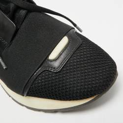 مملوكة مسبقًا حذاء رياضي بالنسياغا شبكة وجلد أسود/أزرق رايس رانر منخفض علوي مقاس 36