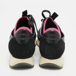 مملوكة مسبقًا حذاء رياضي بالنسياغا شبكة وجلد أسود/أزرق رايس رانر منخفض علوي مقاس 36