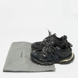 Pre Owned حذاء رياضي بالنسياغا تراك منخفض من أعلى جلد صناعي وشبك أبيض/ برتقالي مقاس 40