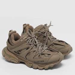 Pre Owned Balenciaga Track Size 39 Brown Leather and Mesh Low Top Sneakers