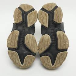 Pre Owned Balenciaga Triple S Size 36 Grey/Yellow Leather and Mesh Lace Up Sneakers