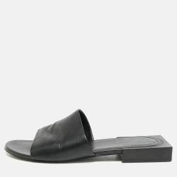 Pre Owned Balenciaga Box Size 37 Black Leather Flat Slides