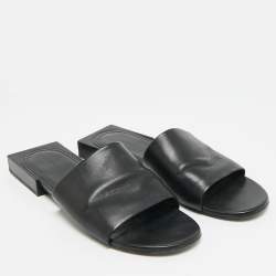 مملوكة مسبقًا Balenciaga Box Size 37 Black Leather Flat Slides