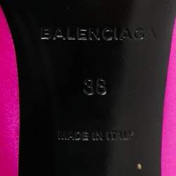 Pre Owned Balenciaga Knife Size 38 Pink Satin Bow Slingback Pumps