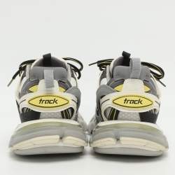 مملوكة مسبقًا حذاء رياضي بالنسياغا Track منخفض من أعلى جلد صناعي و شبك أسود/أبيض مقاس 37