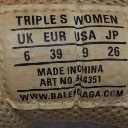 Pre Owned حذاء رياضي بالنسياغا تريبل منقوش شفاف مقاس 39 شبك و جلد منبوك بيج منخفض من أعلى