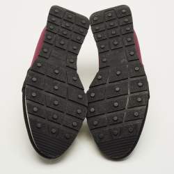 Pre Owned Balenciaga Race Runner Size 41 Black/Burgundy Mesh and Suede High Top Sneakers