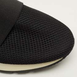 Pre Owned Balenciaga Race Runner Size 41 Black/Burgundy Mesh and Suede High Top Sneakers