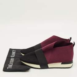 Pre Owned Balenciaga Race Runner Size 41 Black/Burgundy Mesh and Suede High Top Sneakers