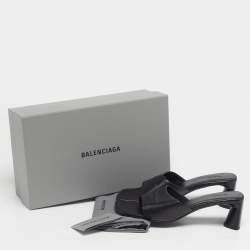 Pre Owned صندل جلد أسود بالنسياغا ديوتي فري مقاس 39