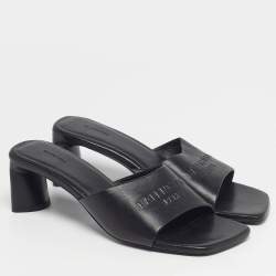 Pre Owned صندل جلد أسود بالنسياغا ديوتي فري مقاس 39