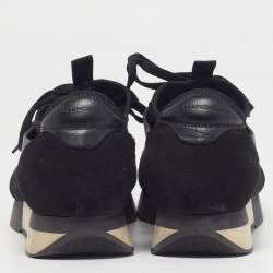 Pre Owned حذاء رياضي بالنسياغا ريس رانر جلد وشبكة أسود/ وردي بعنق منخفض مقاس 40