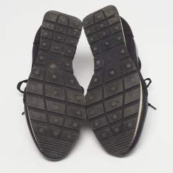 Pre Owned حذاء رياضي بالنسياغا ريس رانر جلد وشبكة أسود/ وردي بعنق منخفض مقاس 40