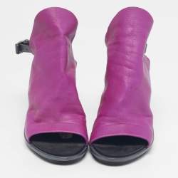 Pre Owned Balenciaga Glove Size 37.5 Purple Leather Slingback Sandals