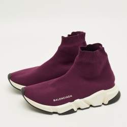 Pre Owned حذاء رياضي بالنسياغا سبيد غرافيتي قماش تريكو عنابي مقاس 41