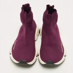 Pre Owned حذاء رياضي بالنسياغا سبيد غرافيتي قماش تريكو عنابي مقاس 41