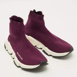 Pre Owned حذاء رياضي بالنسياغا سبيد غرافيتي قماش تريكو عنابي مقاس 41