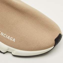 Pre Owned حذاء رياضي بالنسياغا سبيد قماش تريكو بيج عالي الإنزلاق مقاس 38