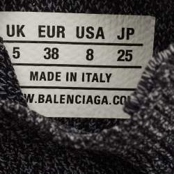 Pre Owned Balenciaga Speed Size 38 Black/Grey Knit Fabric High Slip On Sneakers