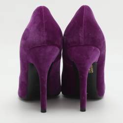 Pre Owned Balenciaga BB Knife Size 38 Purple Velvet Pumps 