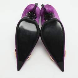 Pre Owned Balenciaga BB Knife Size 38 Purple Velvet Pumps 