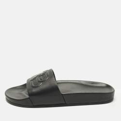 مملوكة مسبقًا Balenciaga Piscine Size 39 Black Leather Flat Slide
