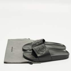 Pre Owned Balenciaga Piscine Size 39 Black Leather Flat Slide