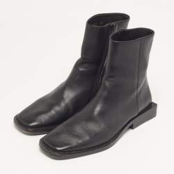 Pre Owned Balenciaga BB Logo Size 37 Black Leather Chelsea Ankle Boots