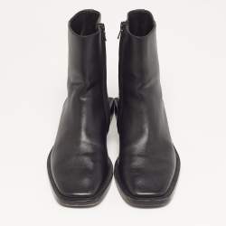 Pre Owned Balenciaga BB Logo Size 37 Black Leather Chelsea Ankle Boots