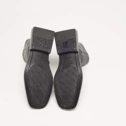 Pre Owned Balenciaga BB Logo Size 37 Black Leather Chelsea Ankle Boots