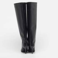 Pre Owned Balenciaga Wader Size 40 Black Leather Knee Length Boots