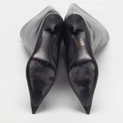 Pre Owned Balenciaga Wader Size 40 Black Leather Knee Length Boots