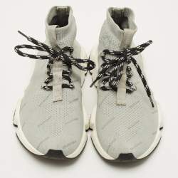 Pre Owned Balenciaga Speed Trainer Size 38 Grey Knit Fabric Lace Up Sneakers